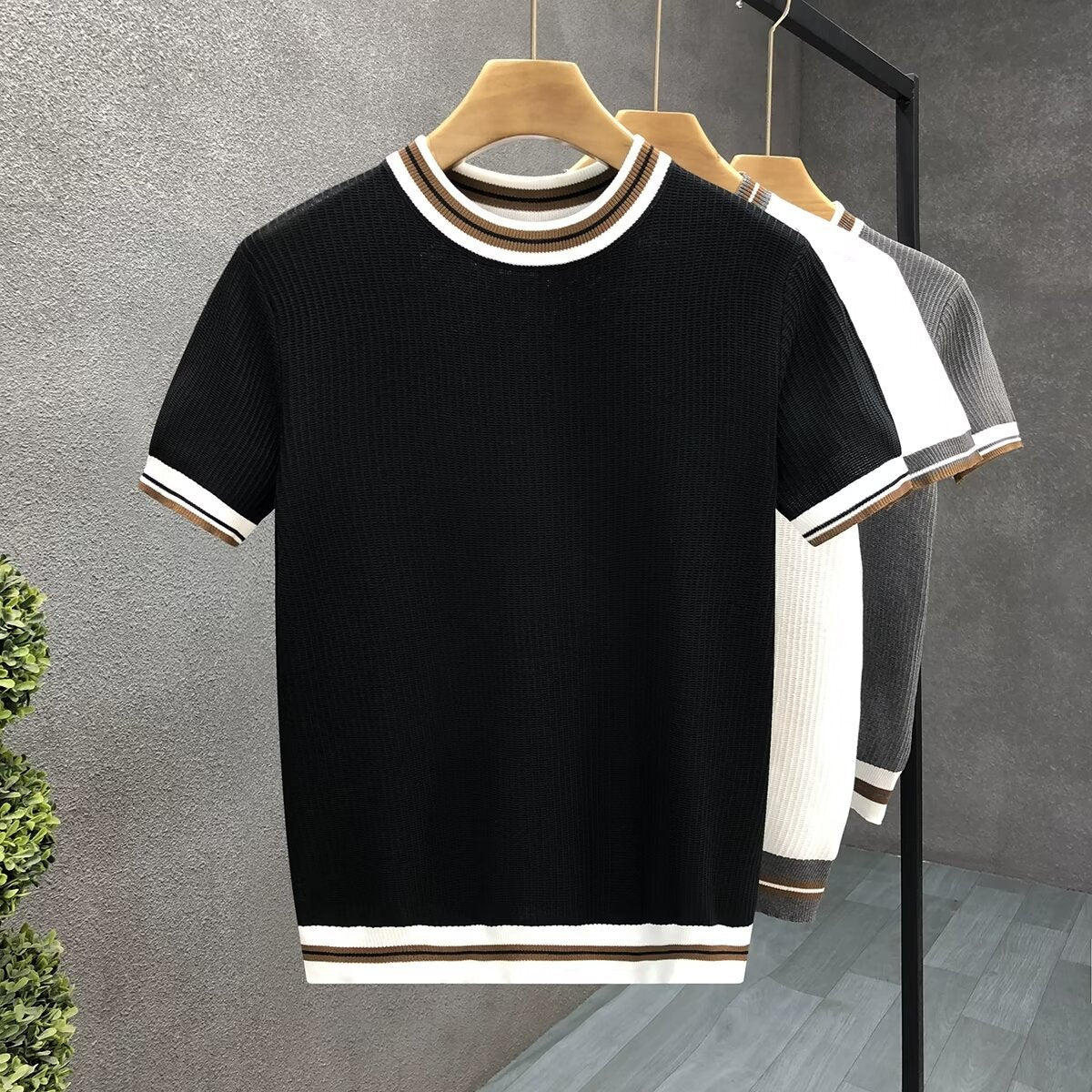 Retro-Inspired Ribbed T-shirt