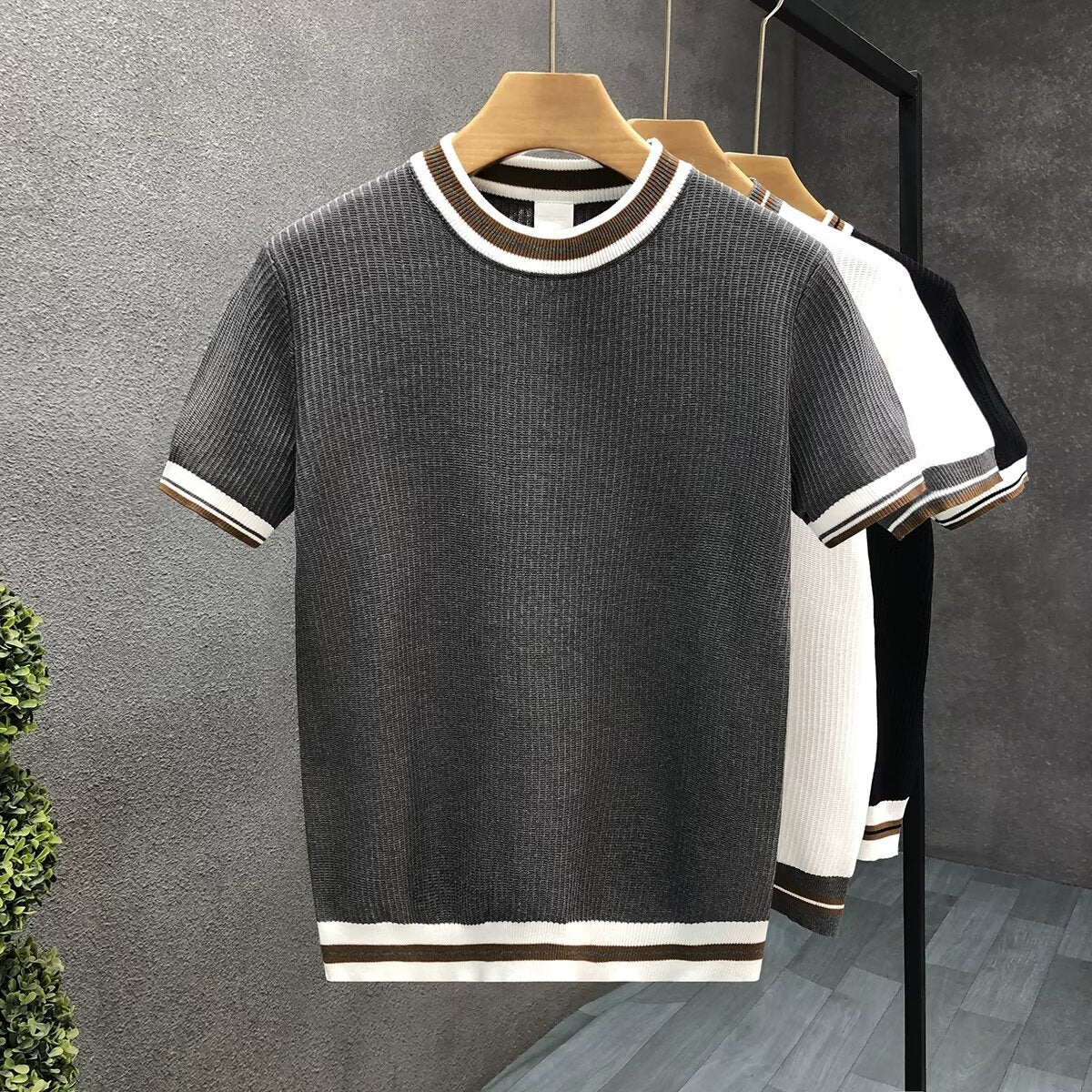 Retro-Inspired Ribbed T-shirt