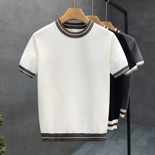 Retro-Inspired Ribbed T-shirt