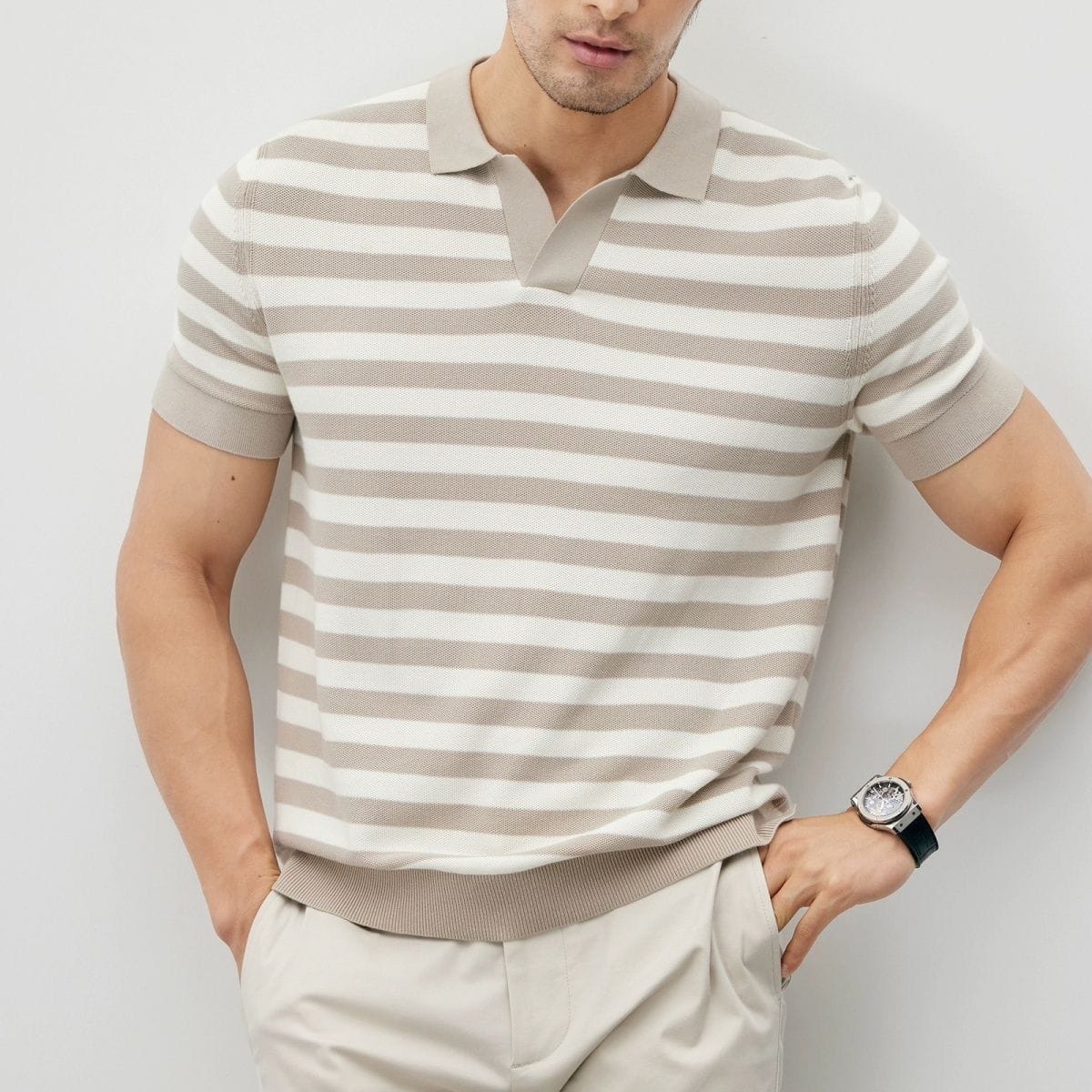 Striped Knit Polo